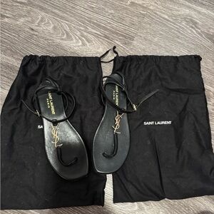 Saint Laurent Black Leather Sandals